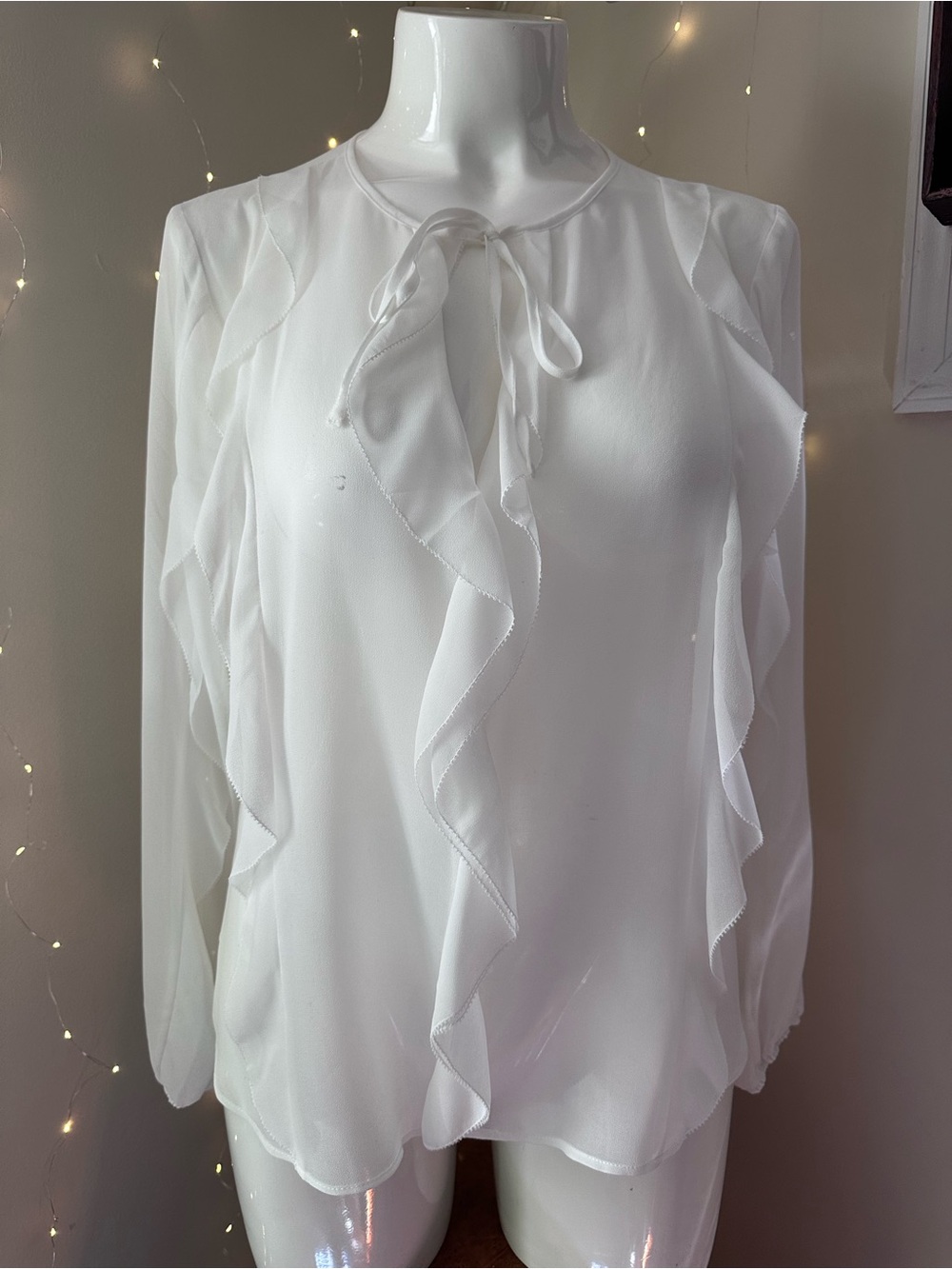 White Whimsical ruffle Blouse